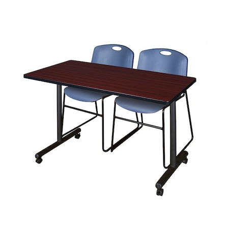 Kobe Rectangle Tables > Training Tables > Kobe Mobile Table & Chair Sets, 48 W, 24 L, 29 H, Mahogany MKTRCC4824MH44BE